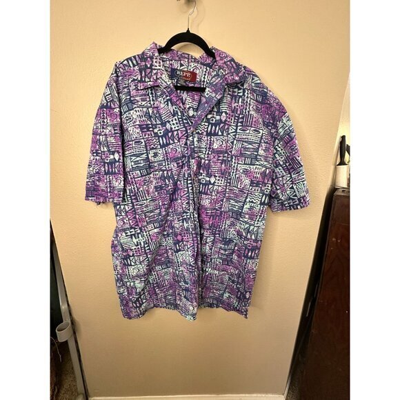 Repp‎ Classic Mens Blue Purple  Shirt 2XLT  button up pockets cotton collared - Picture 1 of 7